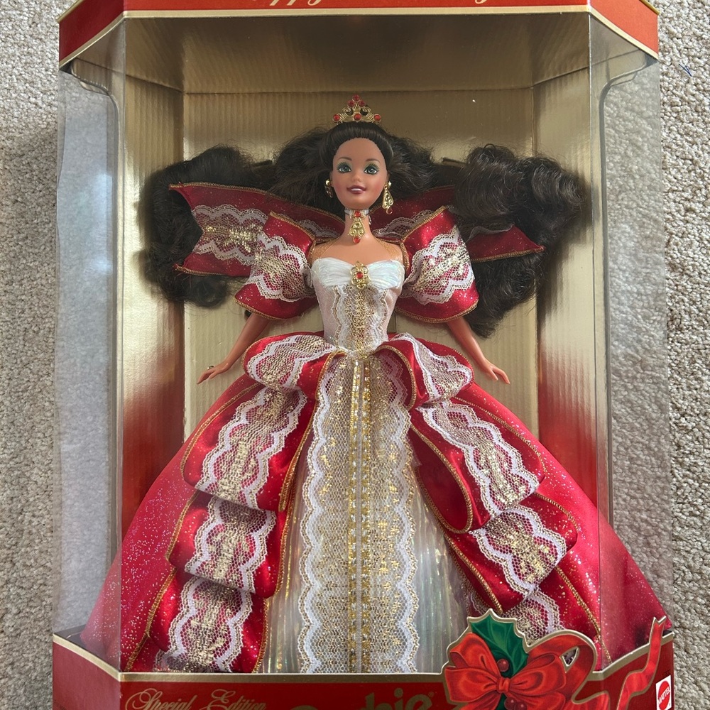 Holiday Barbie Doll in Red and White Gown